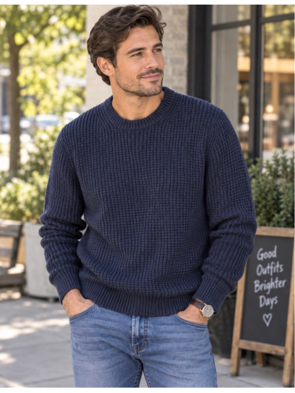 Men's Buck Mason Crewneck Sweater XL Navy Merino Cashmere Blend